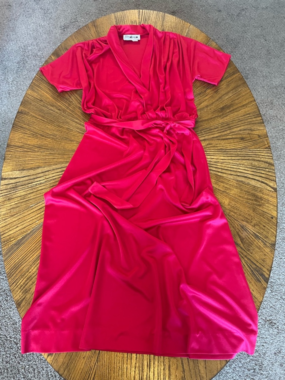 Vintage 1970’s Angela Gayle Maxi Faux Wrap Dress with Tie Waist